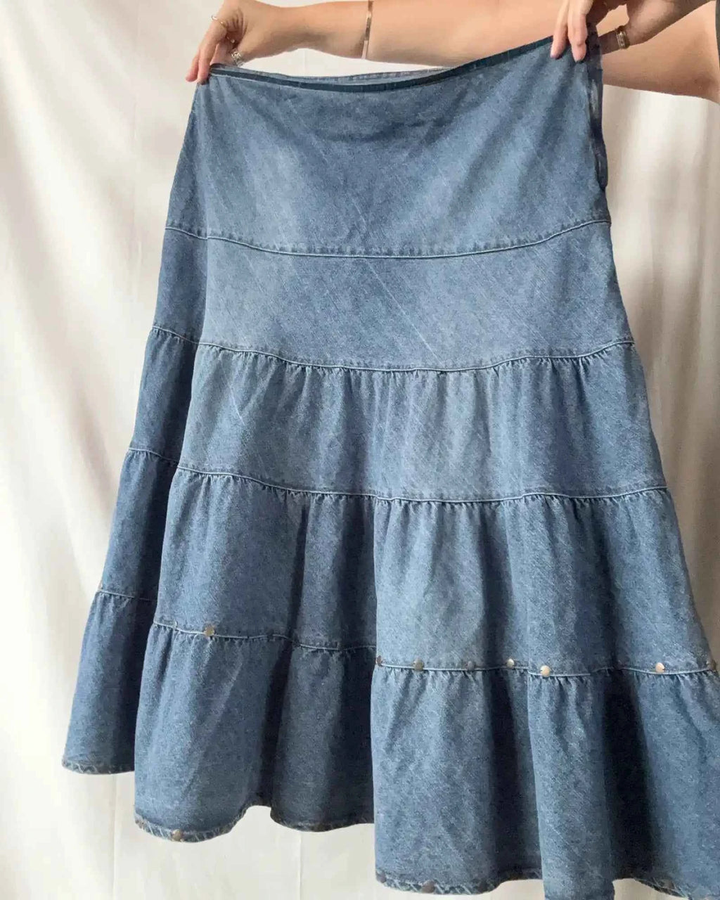 Denim Layered Maxi Skirt