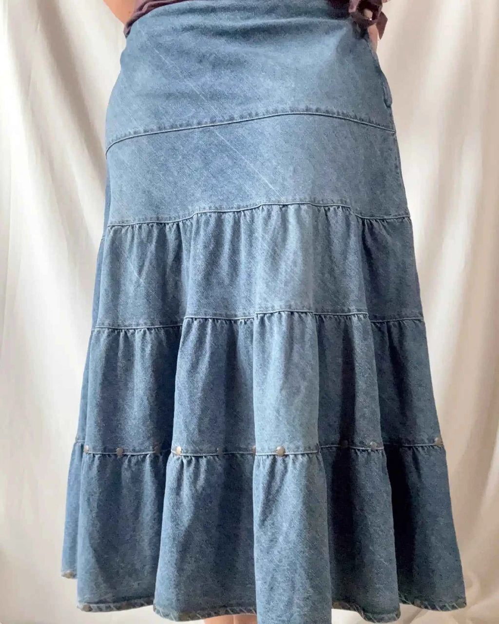 Denim Layered Maxi Skirt