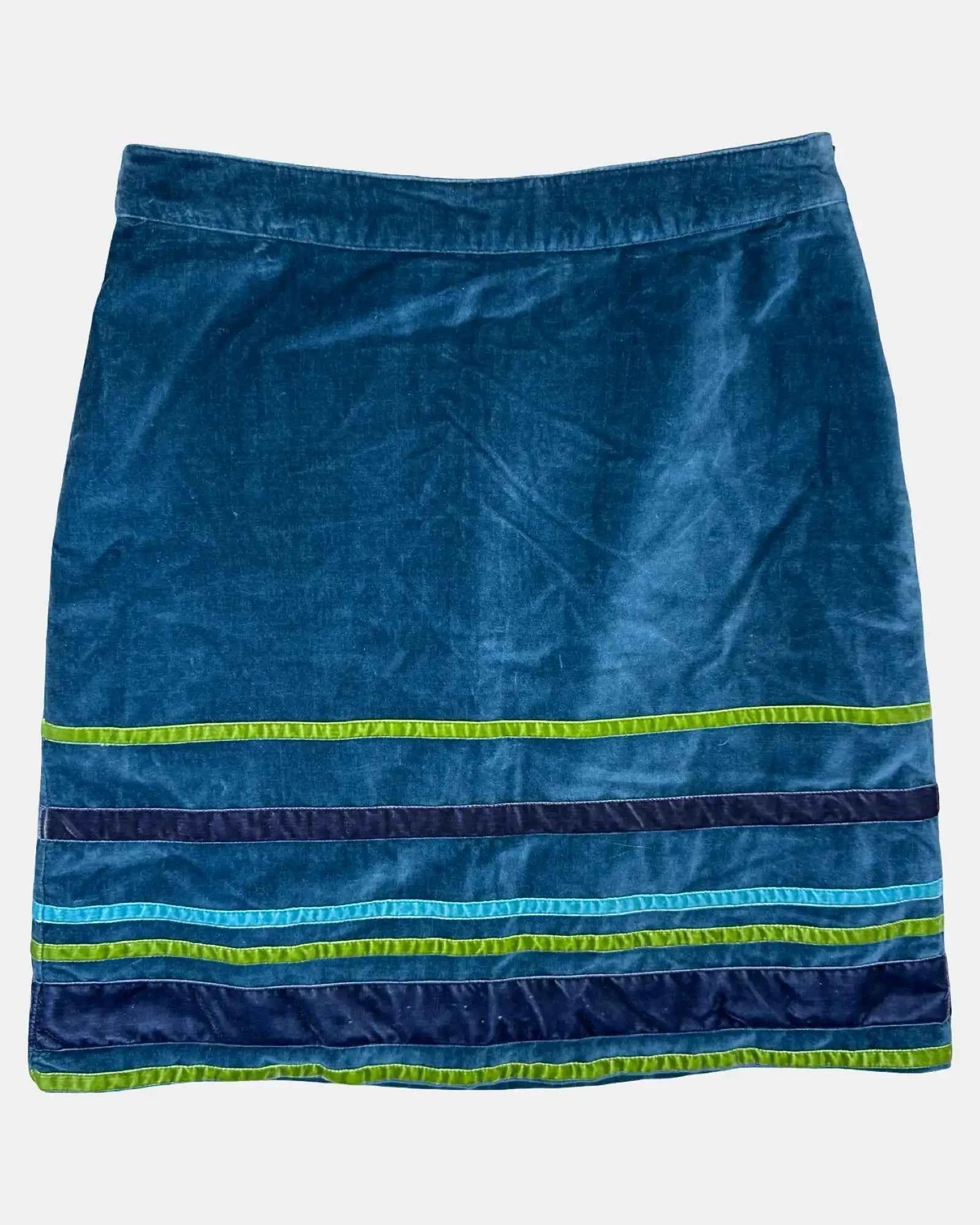 Blue Velvet Style Striped Skirt