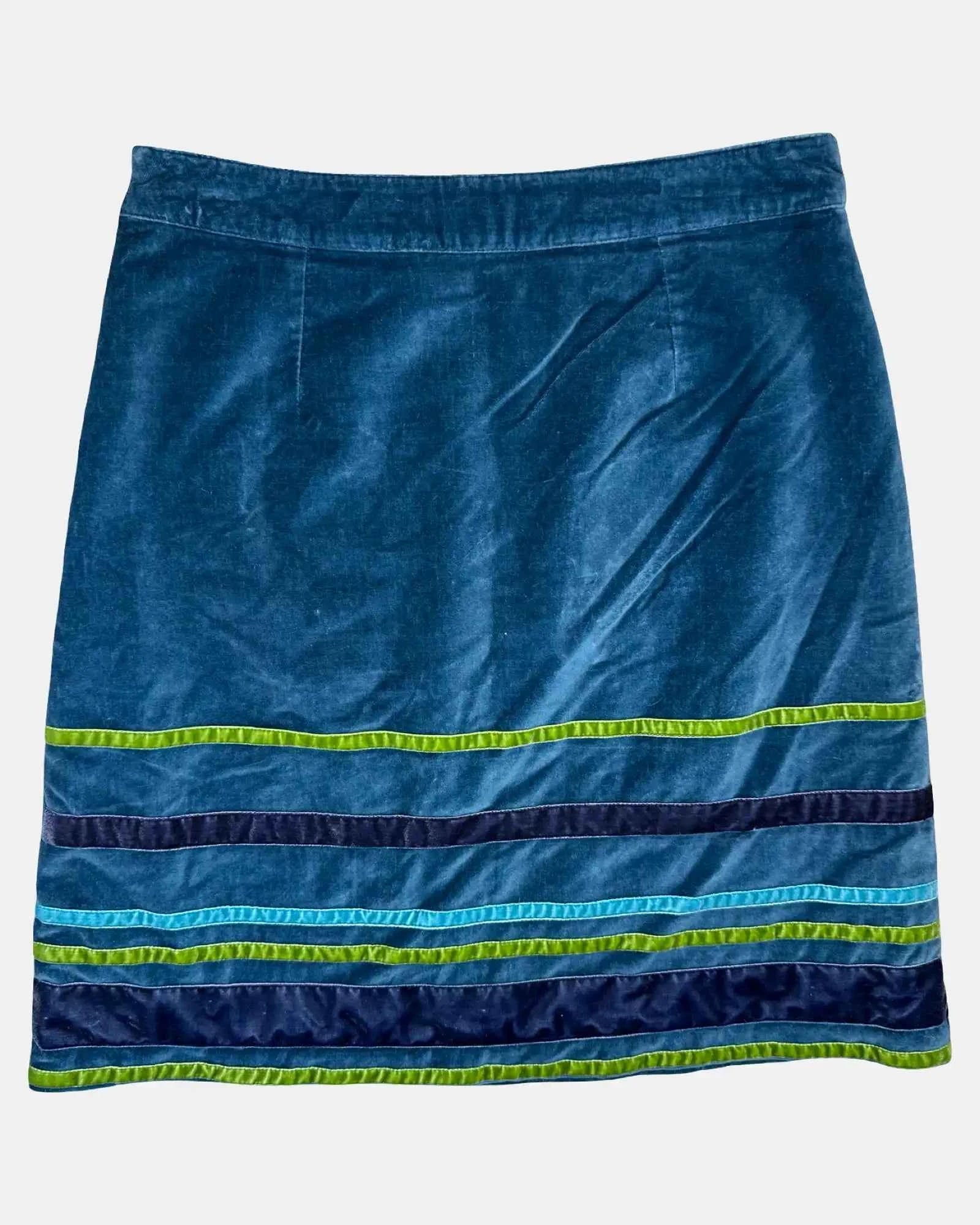 Blue Velvet Style Striped Skirt