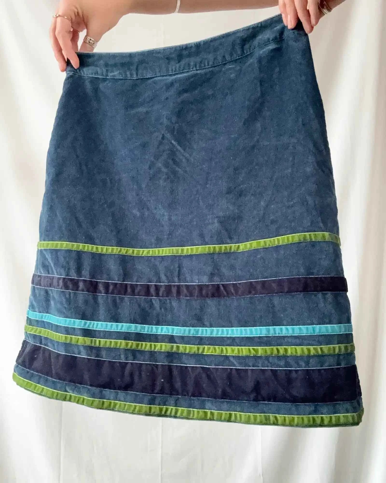 Blue Velvet Style Striped Skirt