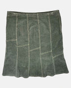 Olive Green Cord A-Line Midi Skirt