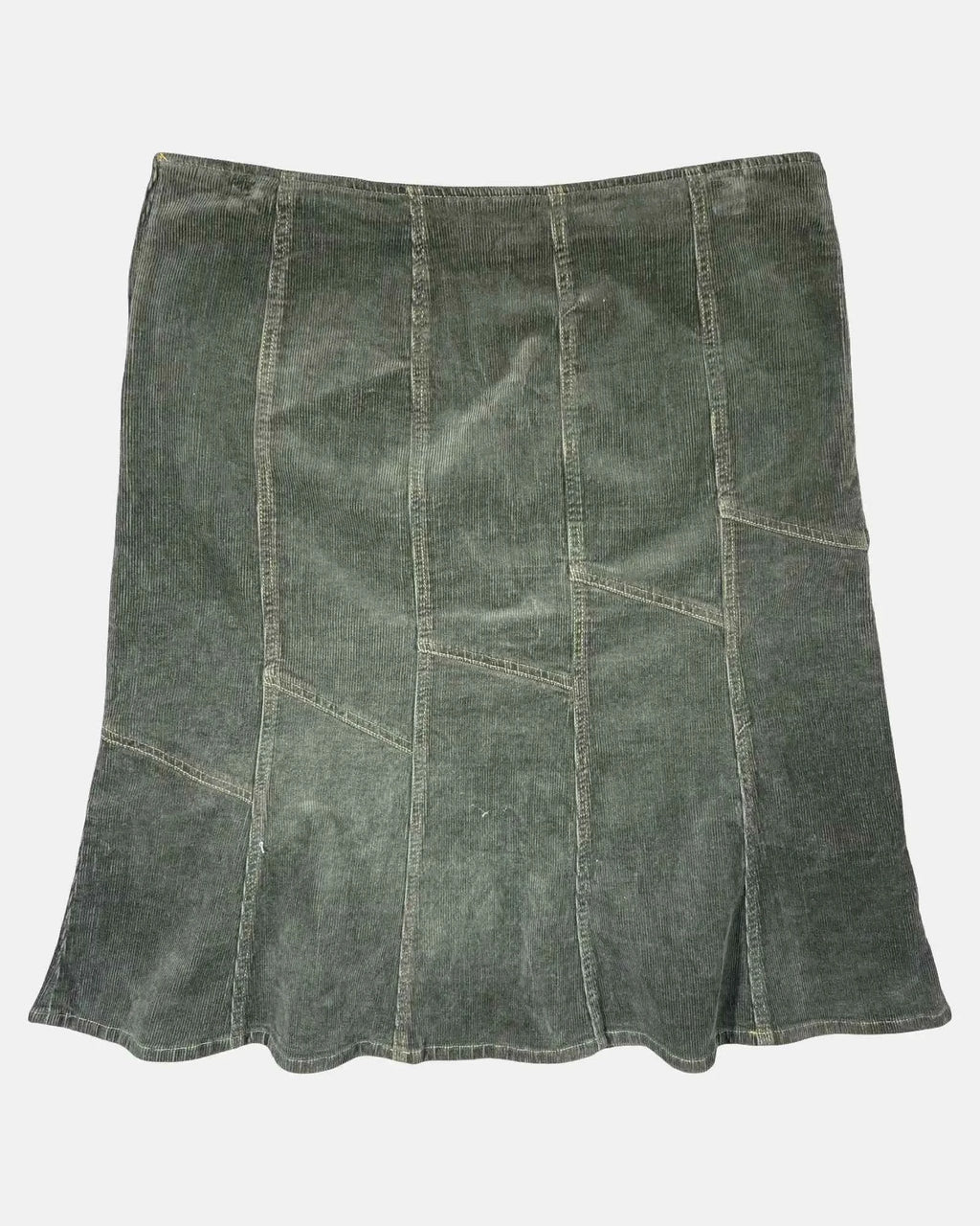 Olive Green Cord A-Line Midi Skirt
