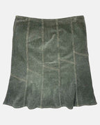 Olive Green Cord A-Line Midi Skirt