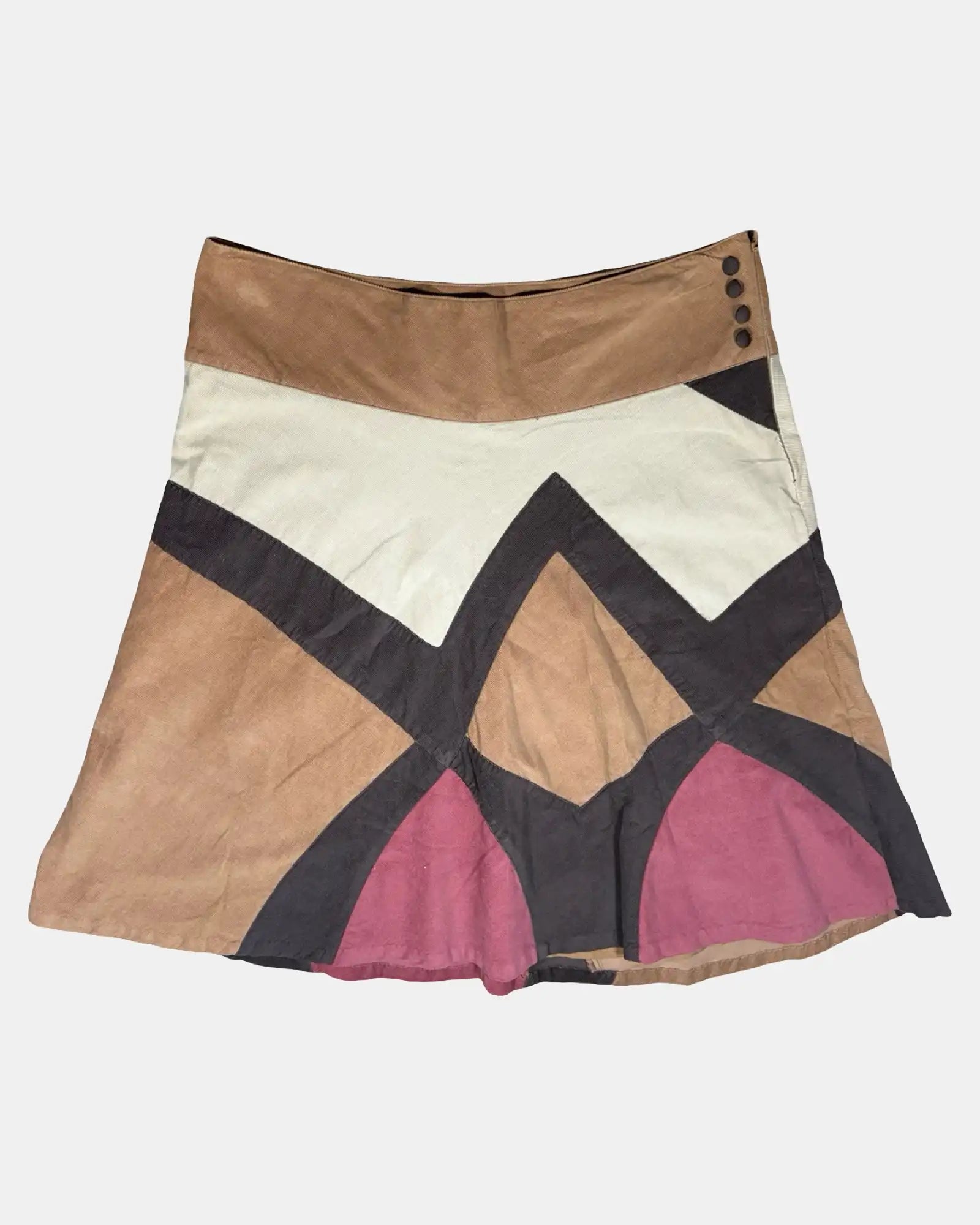 90s Style Brown and Pink Midi Skirt