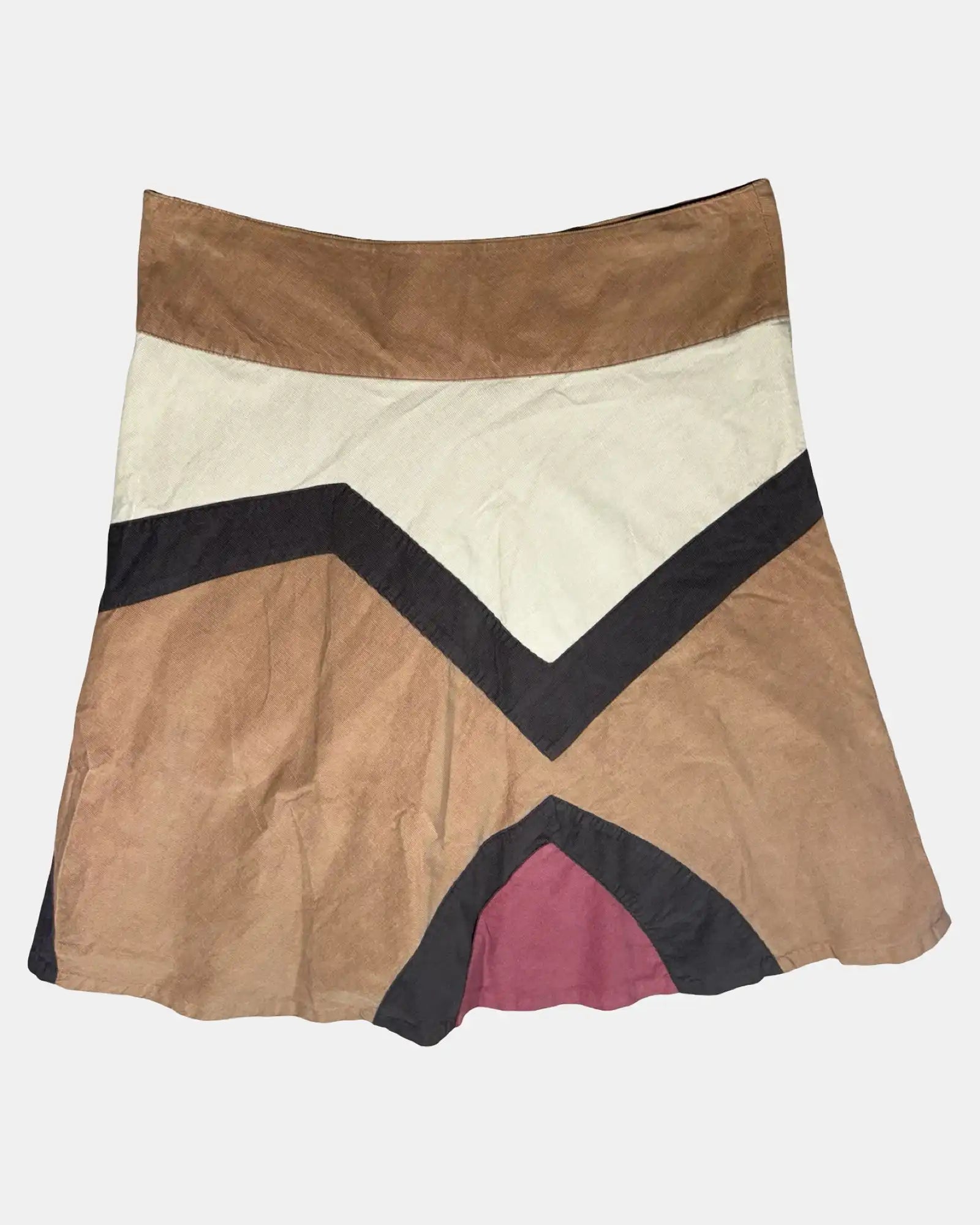 90s Style Brown and Pink Midi Skirt
