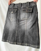 Black Denim Midi Skirt