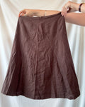 Brown A Line Midi Skirt