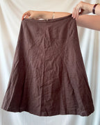 Brown A Line Midi Skirt