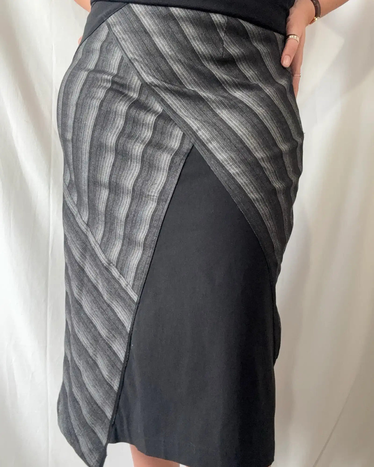 Black and White Midi Skirt