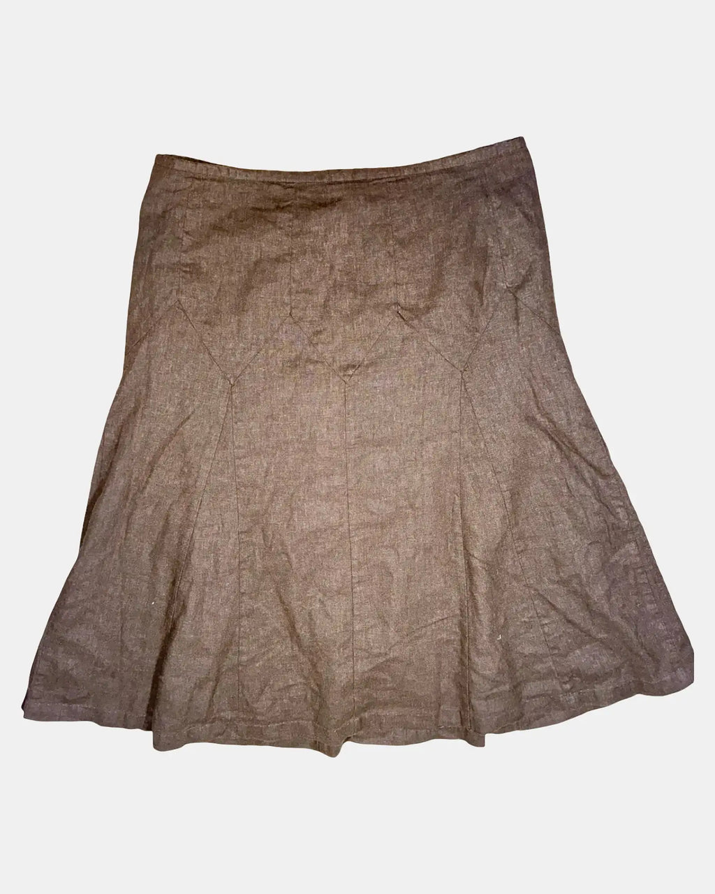 Brown A Line Midi Skirt