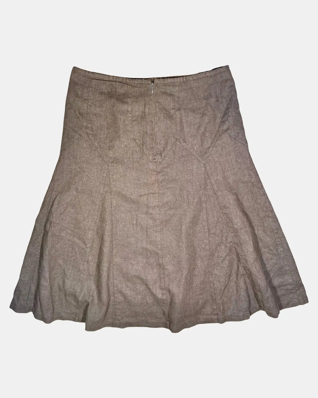 Brown A Line Midi Skirt