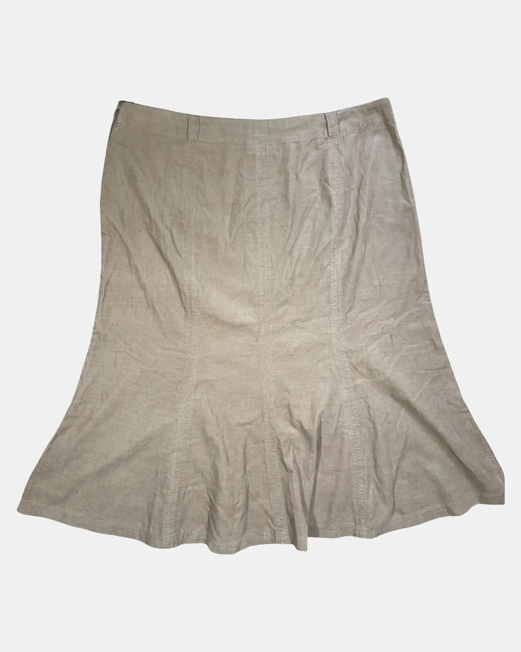 Light Brown Cord Flare Midi Skirt