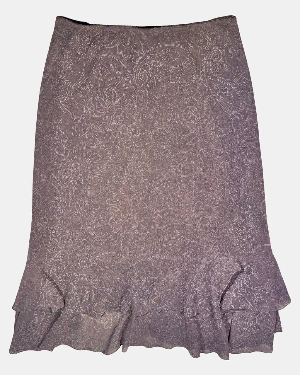Brown Paisley Flowy Ruffle Skirt
