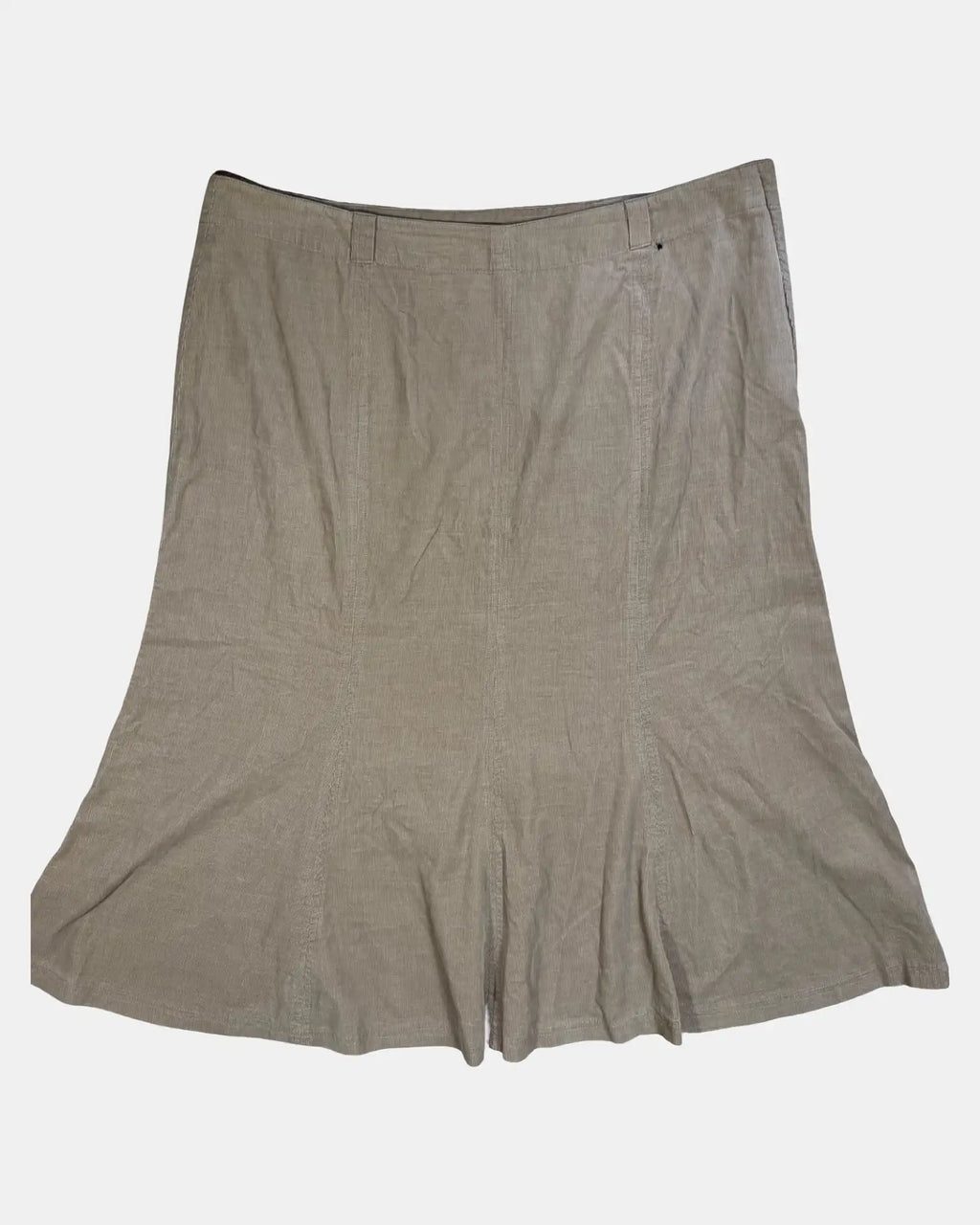 Light Brown Cord Flare Midi Skirt