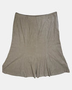 Light Brown Cord Flare Midi Skirt