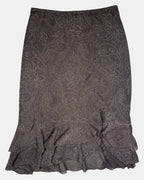 Brown Paisley Flowy Ruffle Skirt