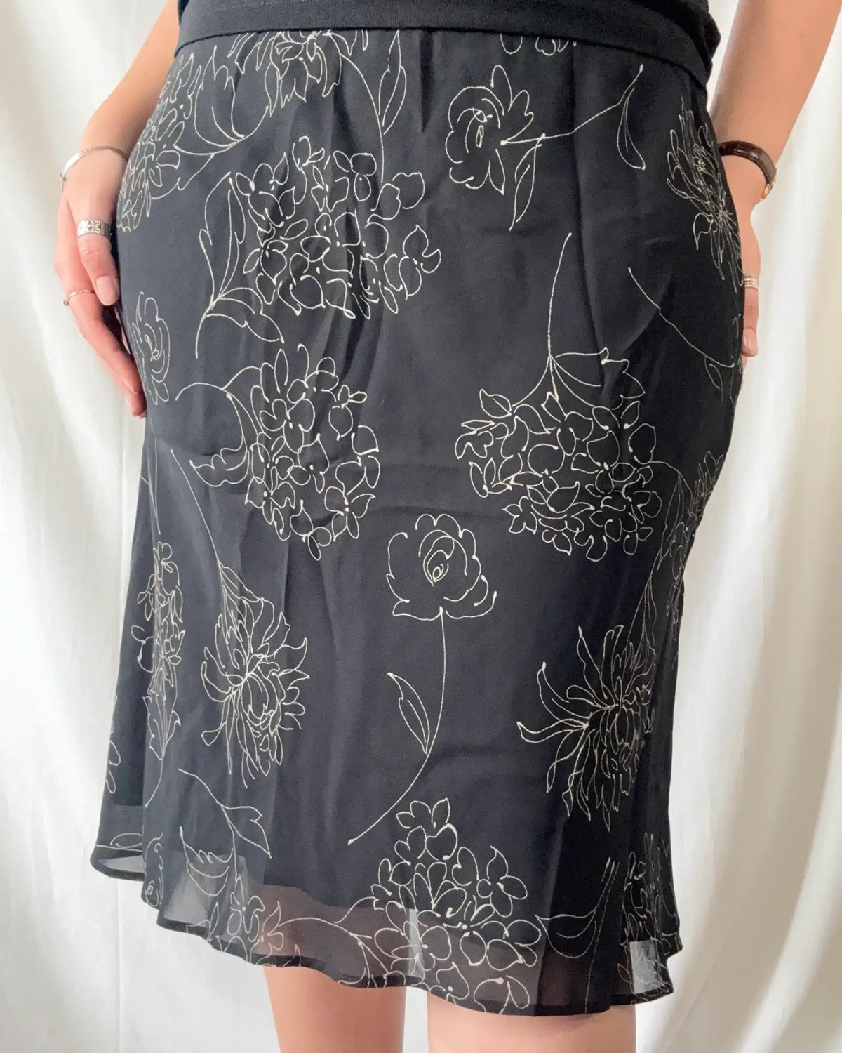 Black and Beige Floral Skirt