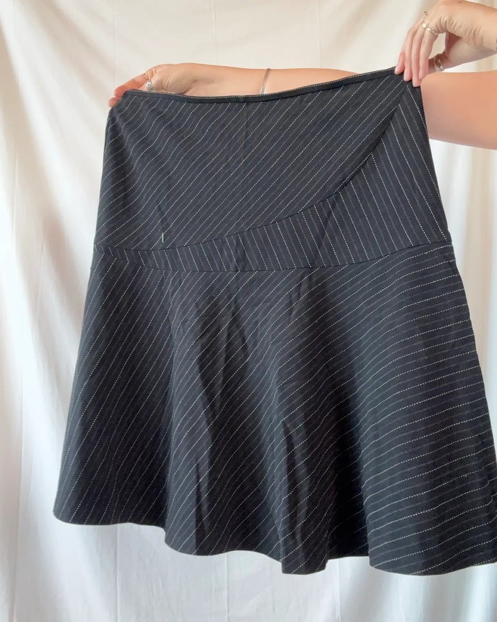 Black and White Pinstripe Midi Skirt