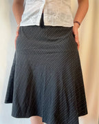 Black and White Pinstripe Midi Skirt