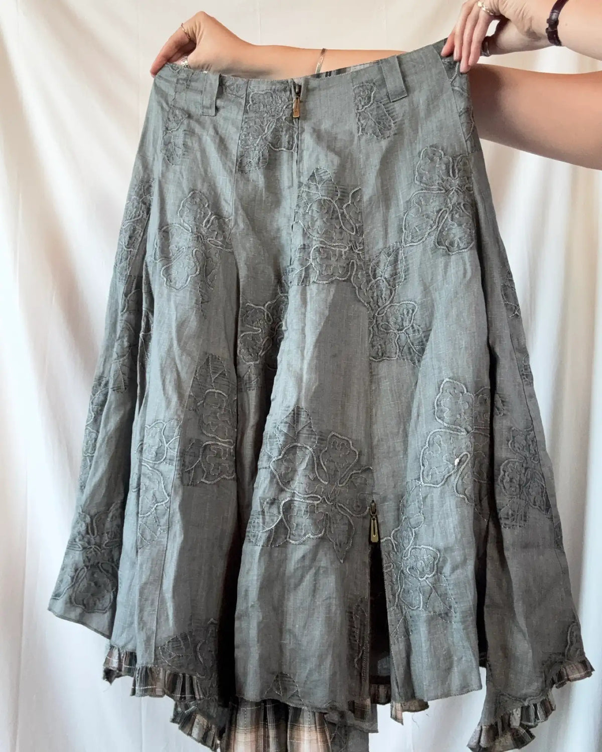 Grey Patterned Maxi Skirt