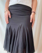 Vintage Flowy Black Mesh Skirt