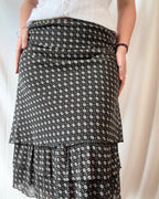 Black and Beige Mesh Patterned Skirt