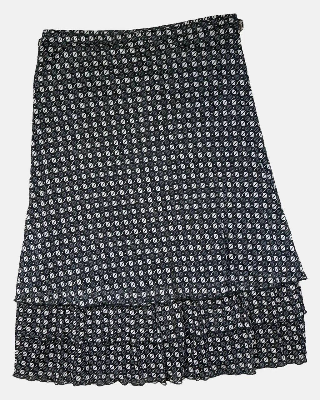 Black and Beige Mesh Patterned Skirt