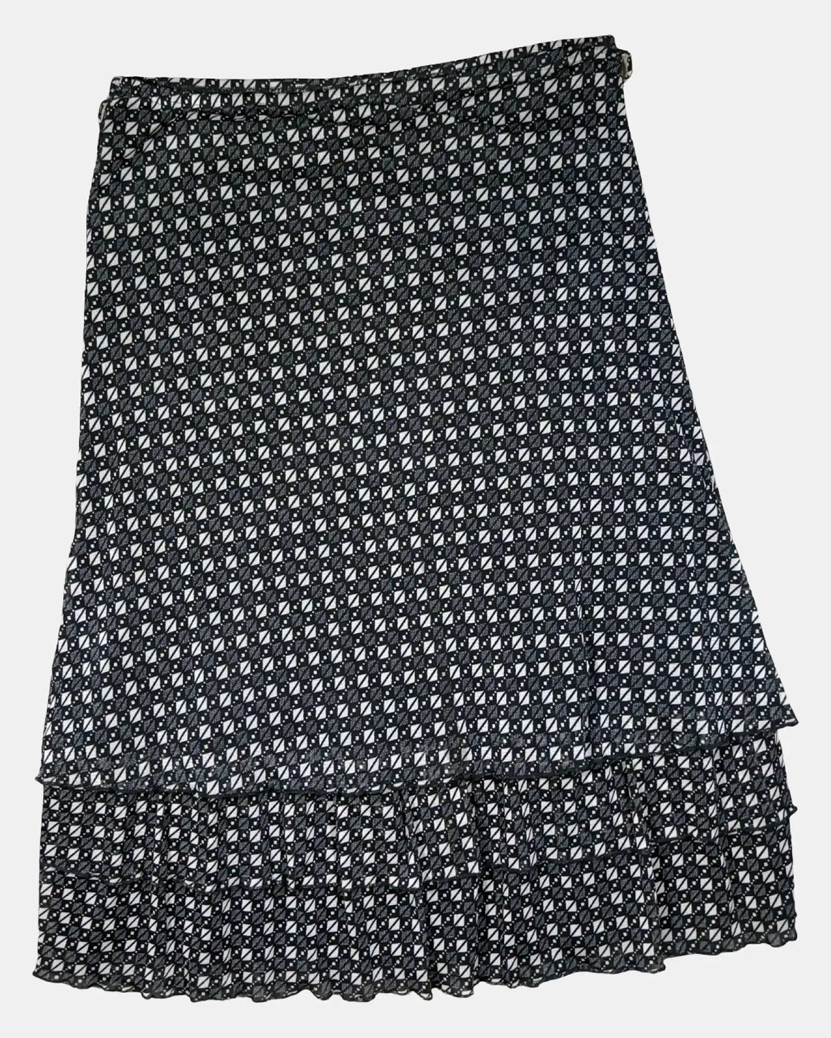 Black and Beige Mesh Patterned Skirt