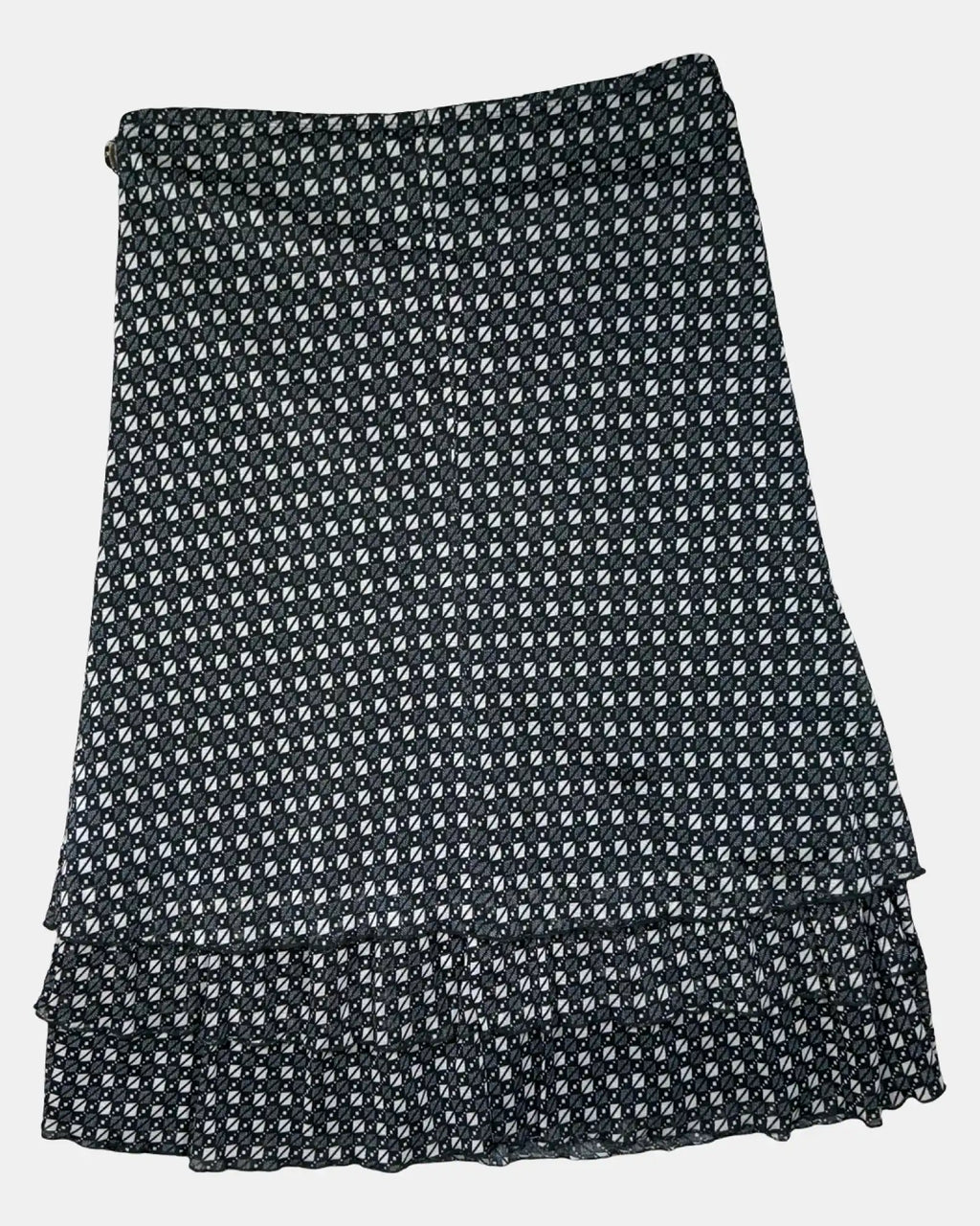 Black and Beige Mesh Patterned Skirt