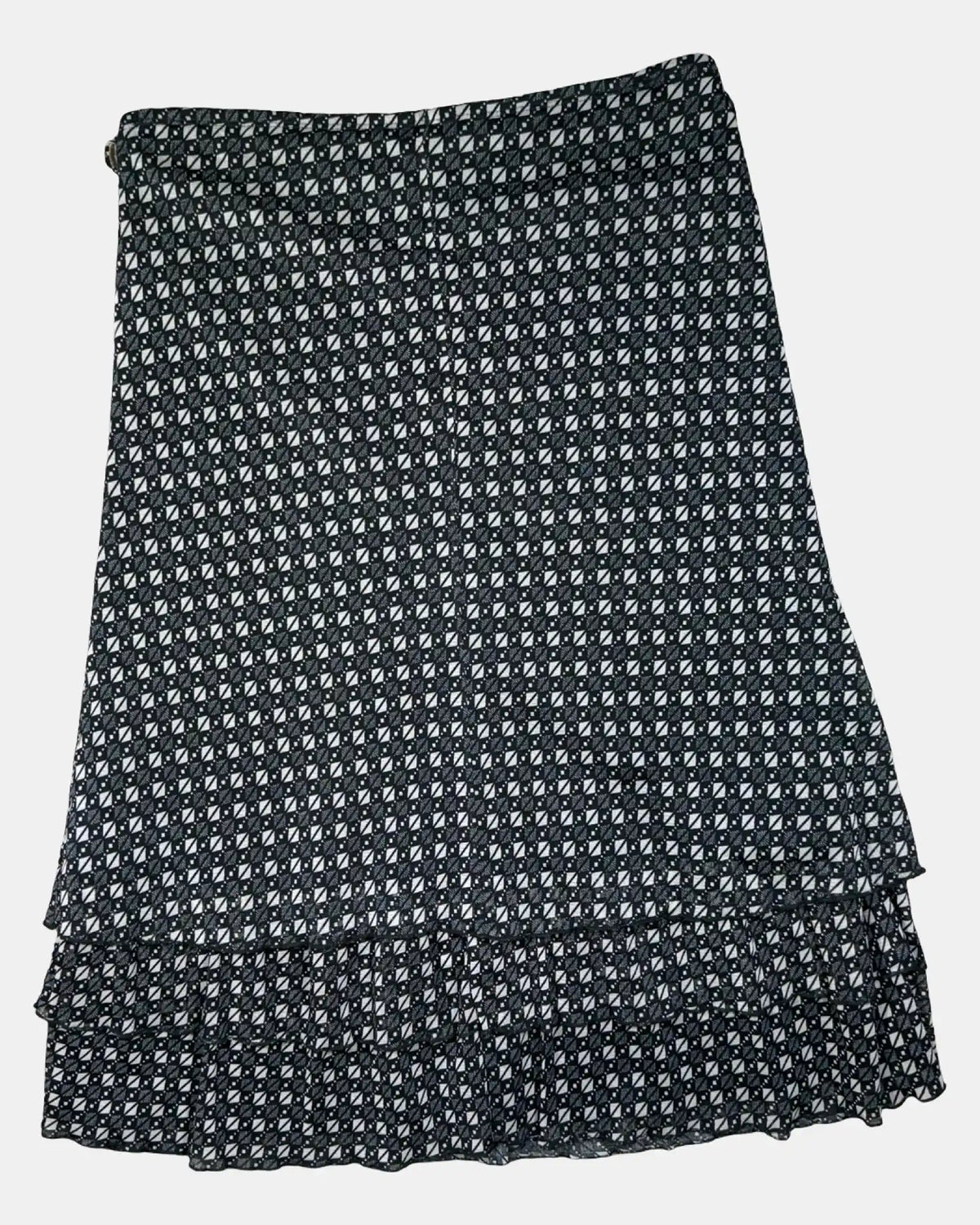 Black and Beige Mesh Patterned Skirt