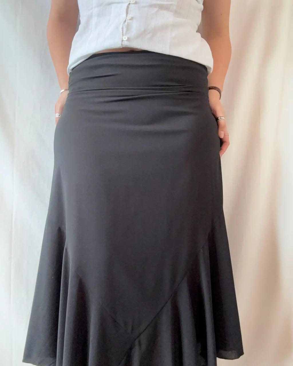 Black Flowy Mesh Ruffle Skirt