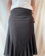 Black Flowy Mesh Ruffle Skirt