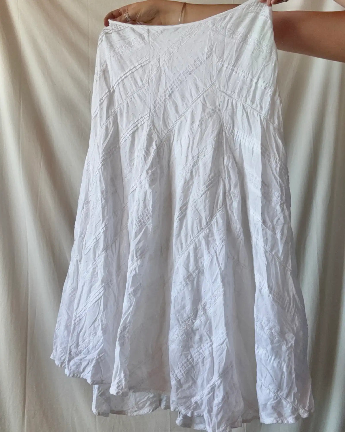 Cottage Core Flowy White Skirt