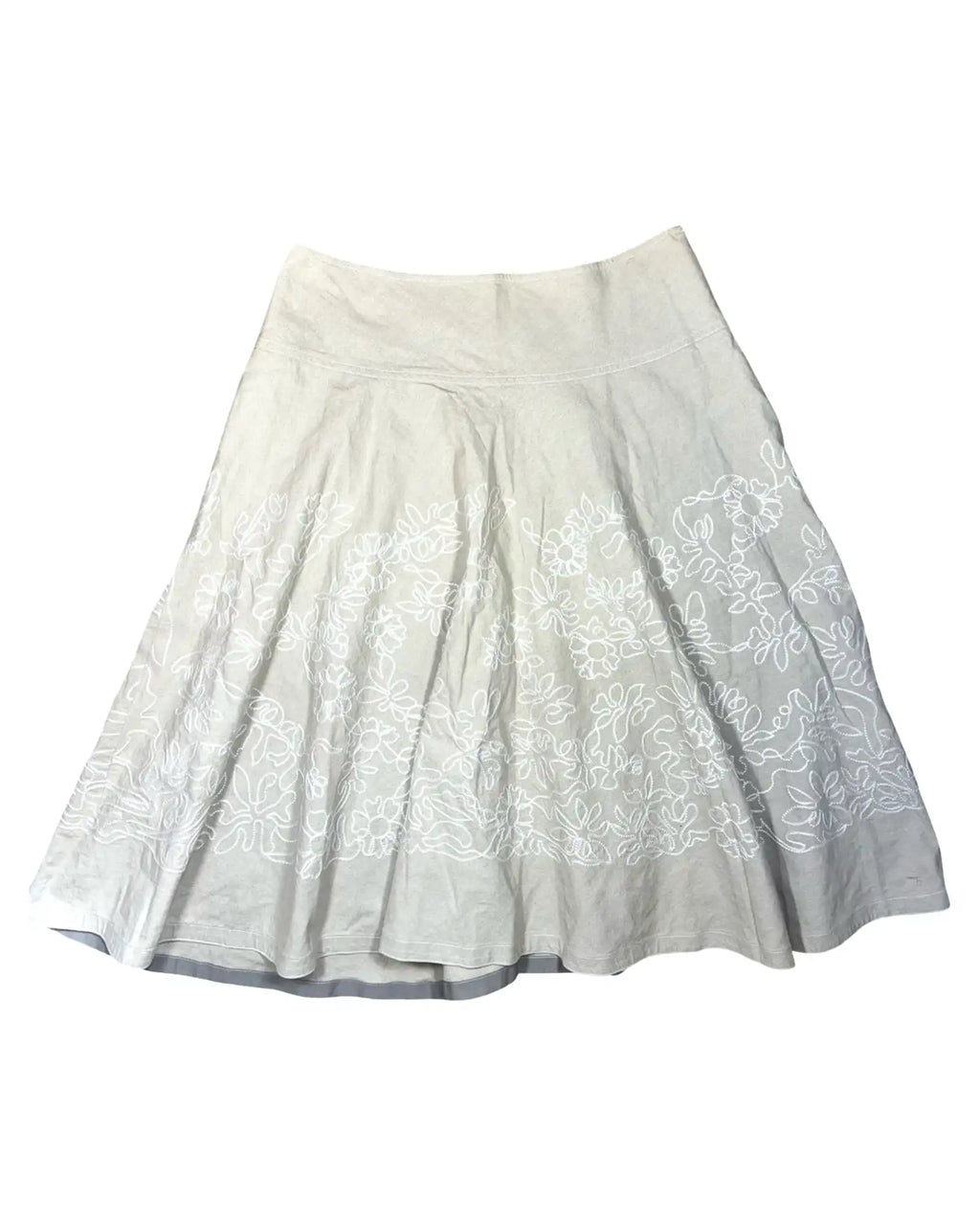 Cream Floral A-Line Skirt