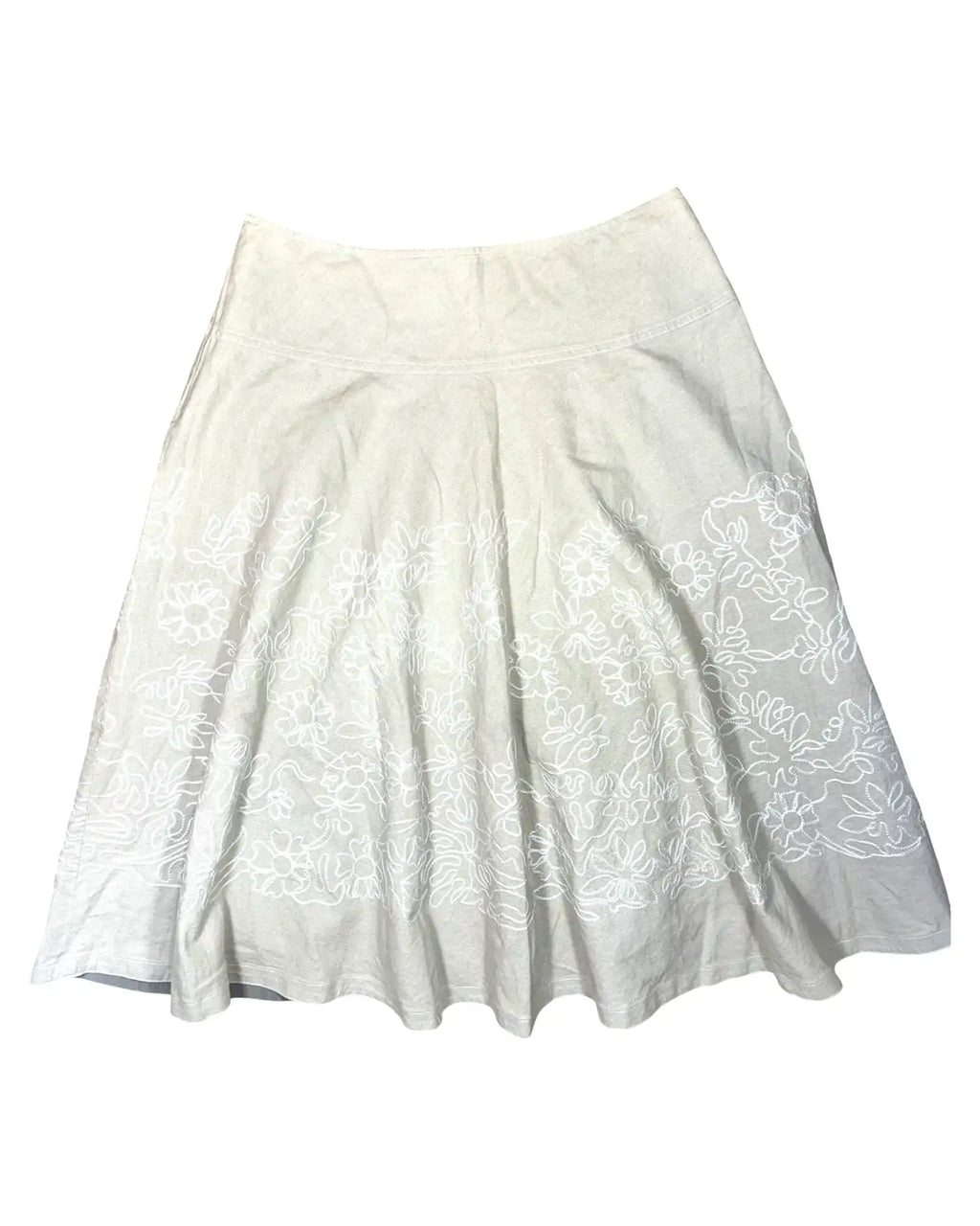 Cream Floral A-Line Skirt