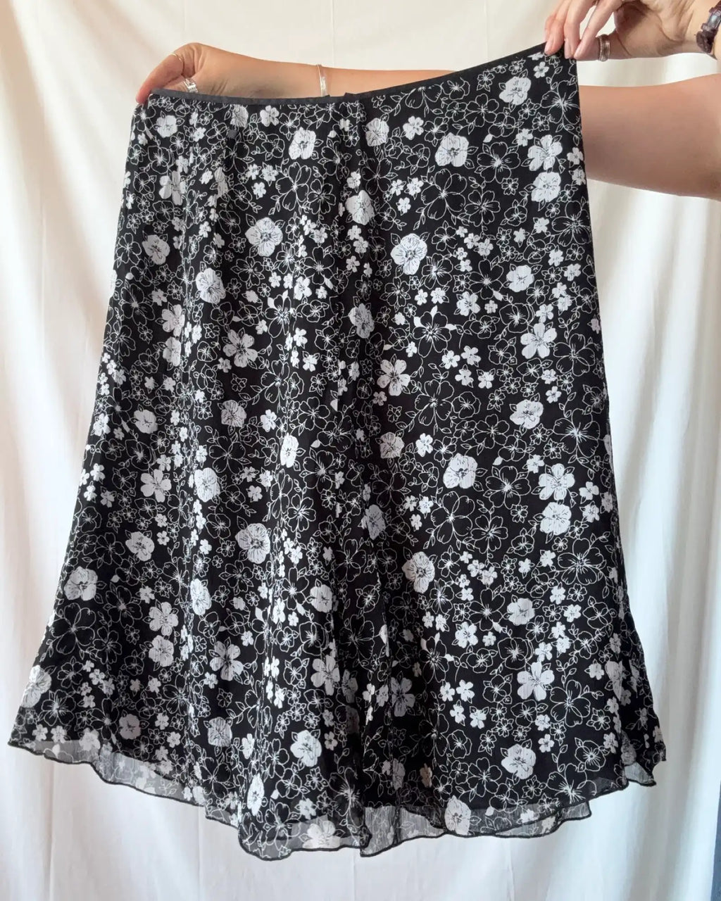 Italian Made Black and White Floral Skirt
