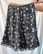 Italian Made Black and White Floral Skirt