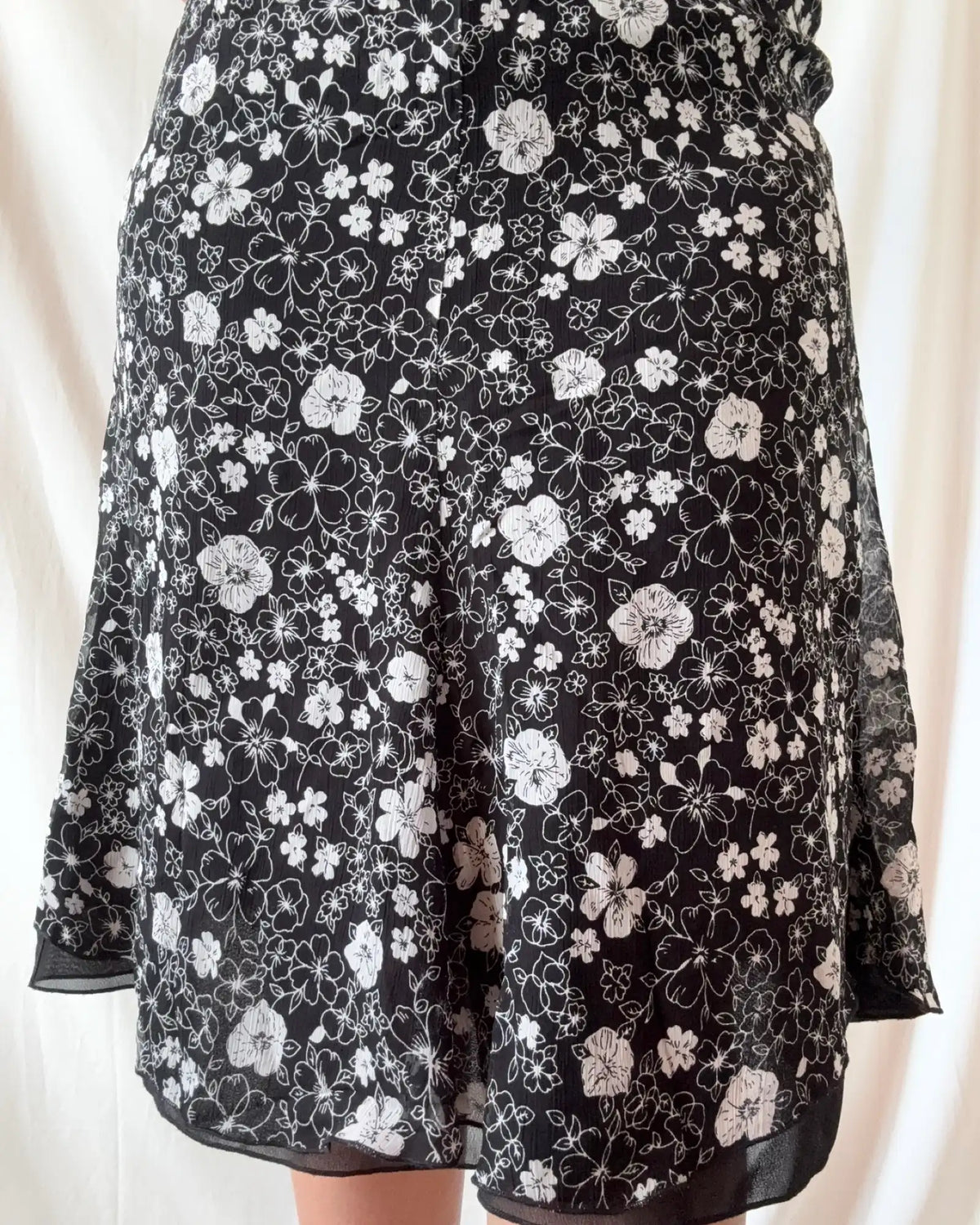 Italian Made Black and White Floral Skirt