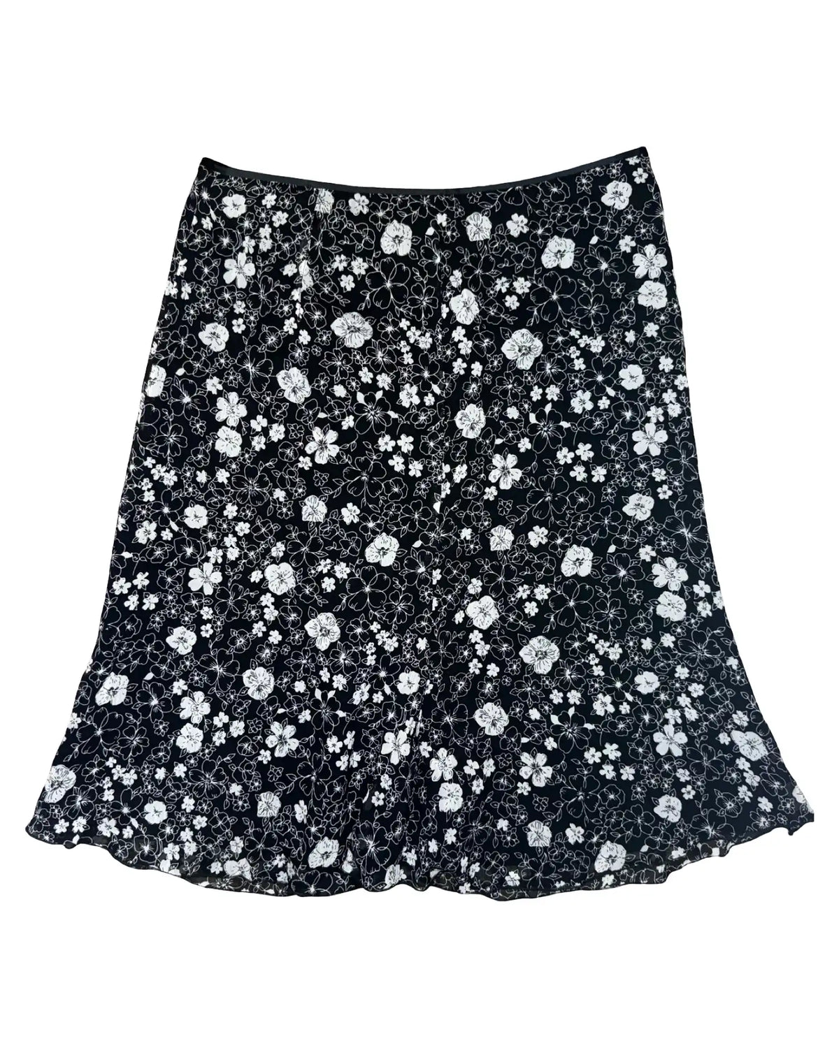Italian Made Black and White Floral Skirt