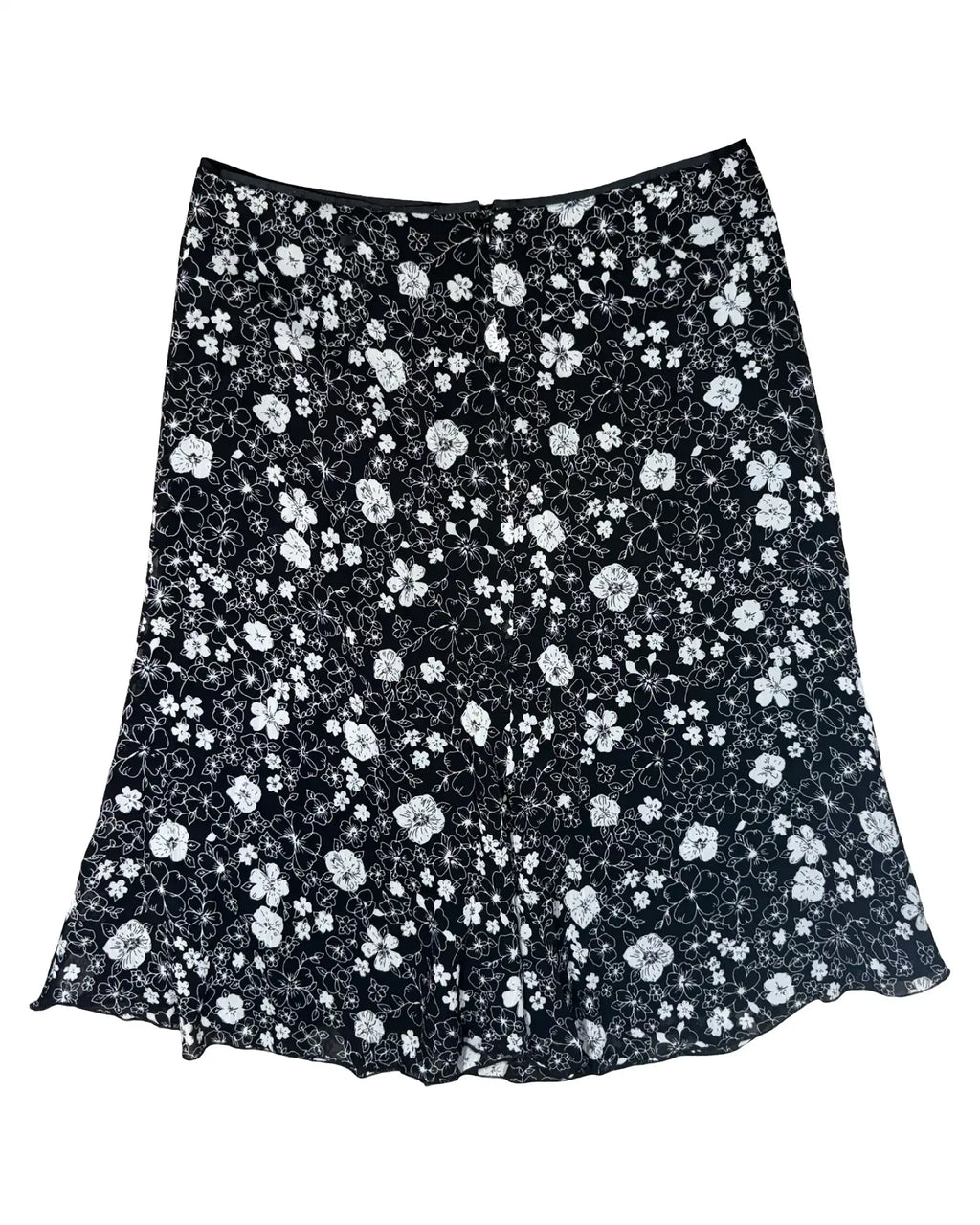 Italian Made Black and White Floral Skirt