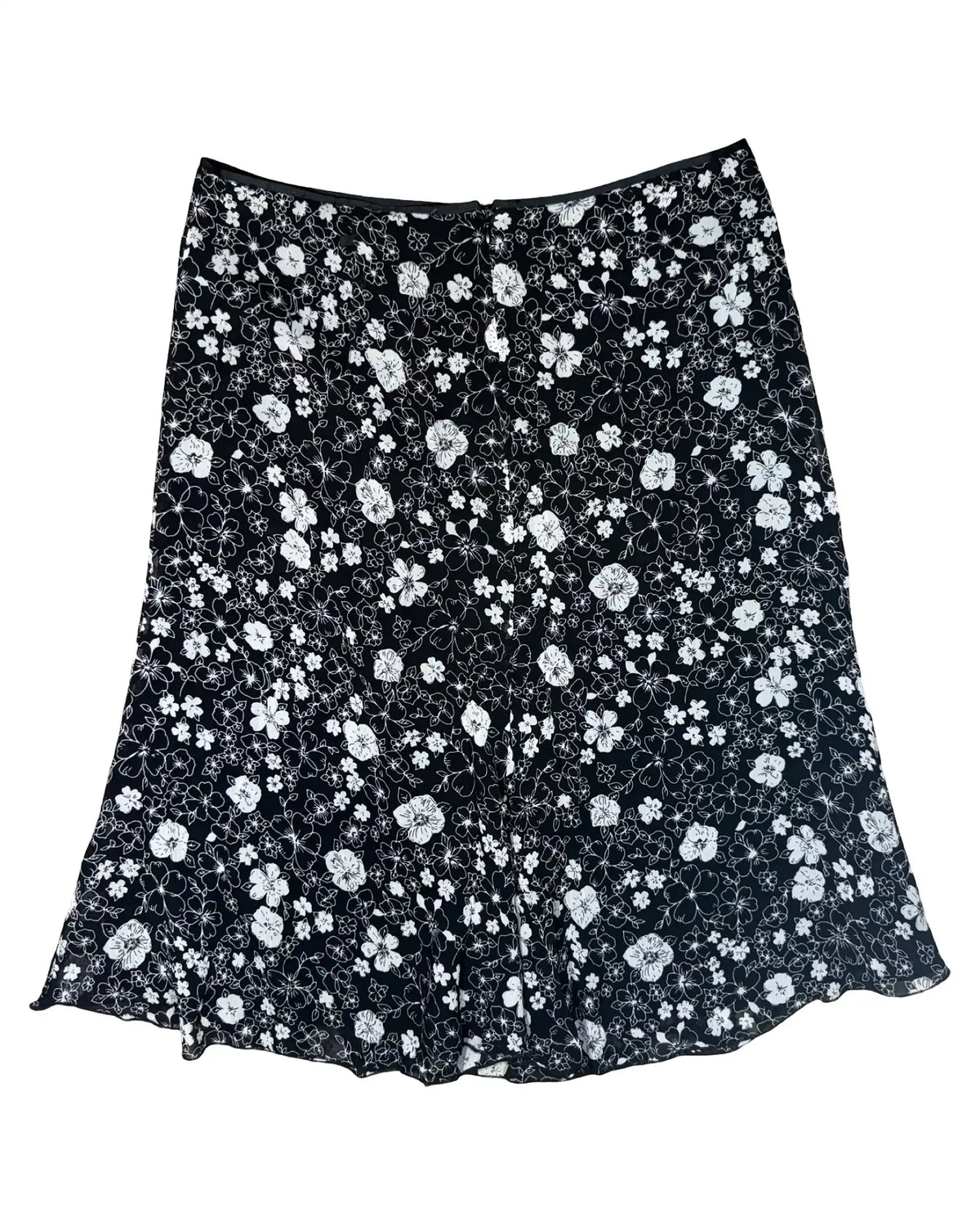 Italian Made Black and White Floral Skirt