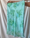Vintage Blue Green Floral Midi Skirt