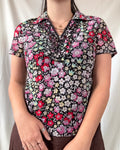 Mesh Floral Shirt with Ruffles