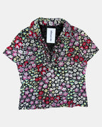 Mesh Floral Shirt with Ruffles