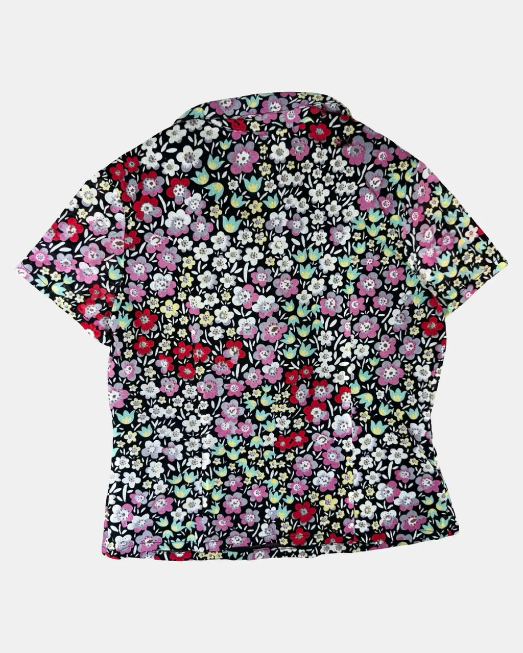 Mesh Floral Shirt with Ruffles