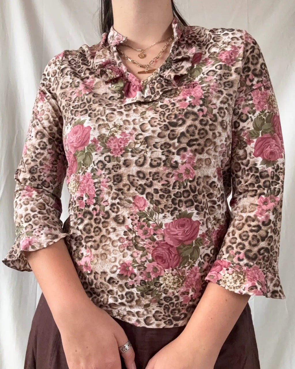 Pink Floral and Leopard Flowy Top