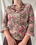 Pink Floral and Leopard Flowy Top