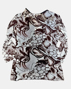 Deadstock Brown and White Tie-Up Mesh Long Sleeve Top | Estimated Size M-L - Zip Vintage