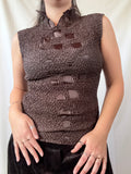 Brown Textured Top  | Estimated Size S-M